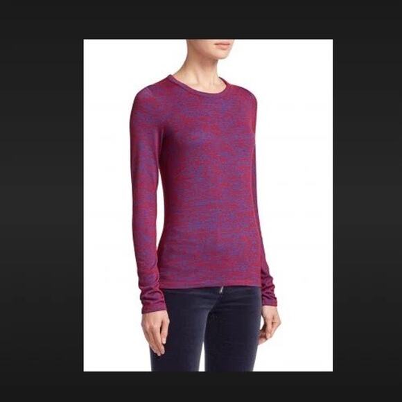 Rag & Bone Women's Marled Long Sleeve Tee Blue Red Lightweight Stretch - Size XS - Picture 1 of 7
